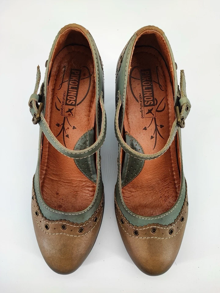 Pikolinos Women’s Rotterdam Olive Green Leather Ankle Heels Sz US 8.5/EU 39 - Image 4 of 4