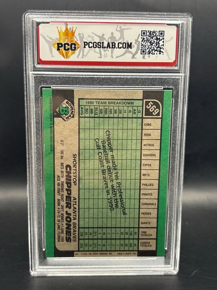 Chipper Jones RC 1991 Bowman #569 Atlanta Braves HOF  - Image 2 of 2