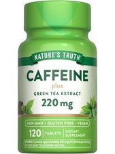Caffeine Tablets With Green Tea Extract 120 Count Energy Support Supplement