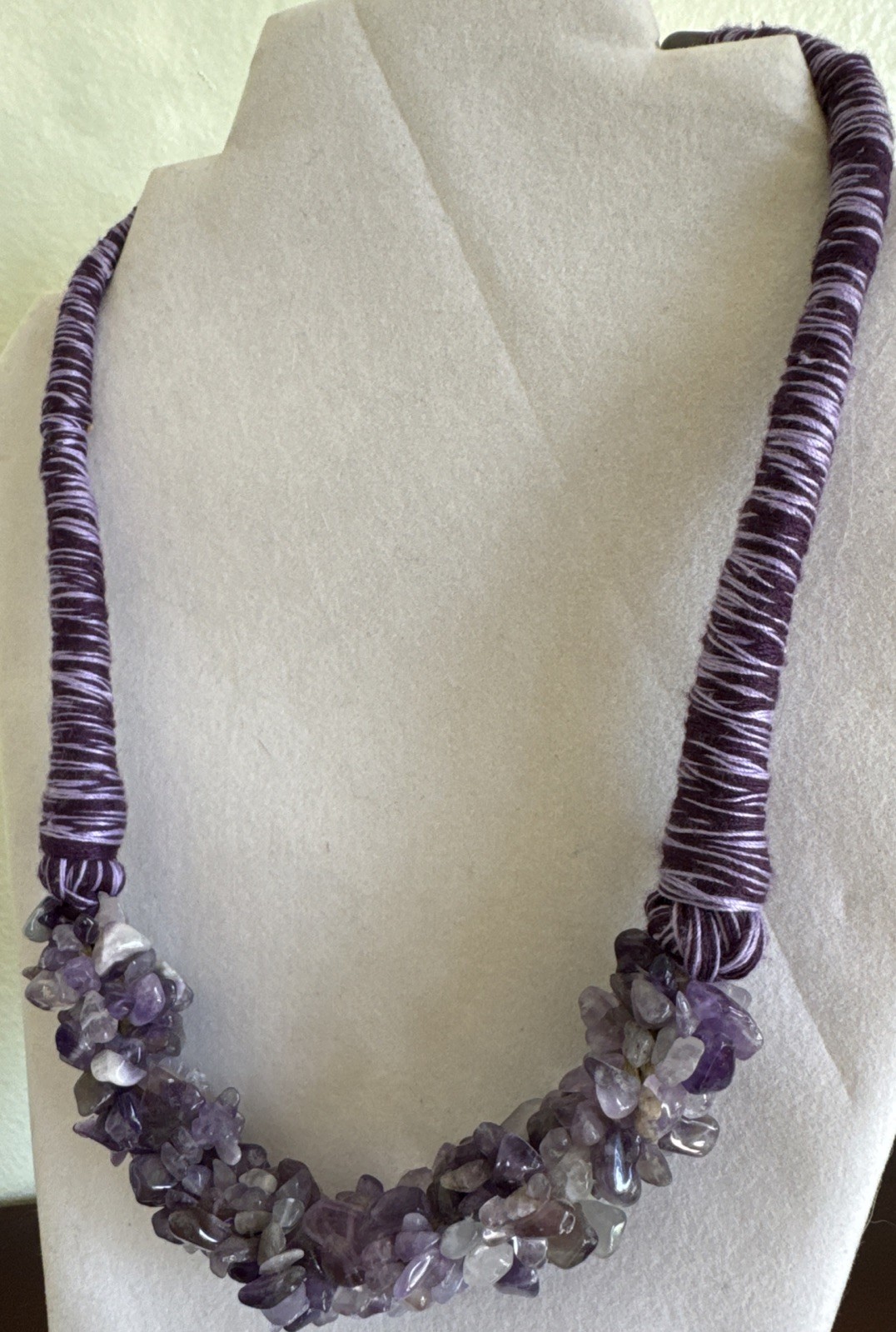 Amethyst Chip Bead Statement Necklace Purple Thre… - image 9