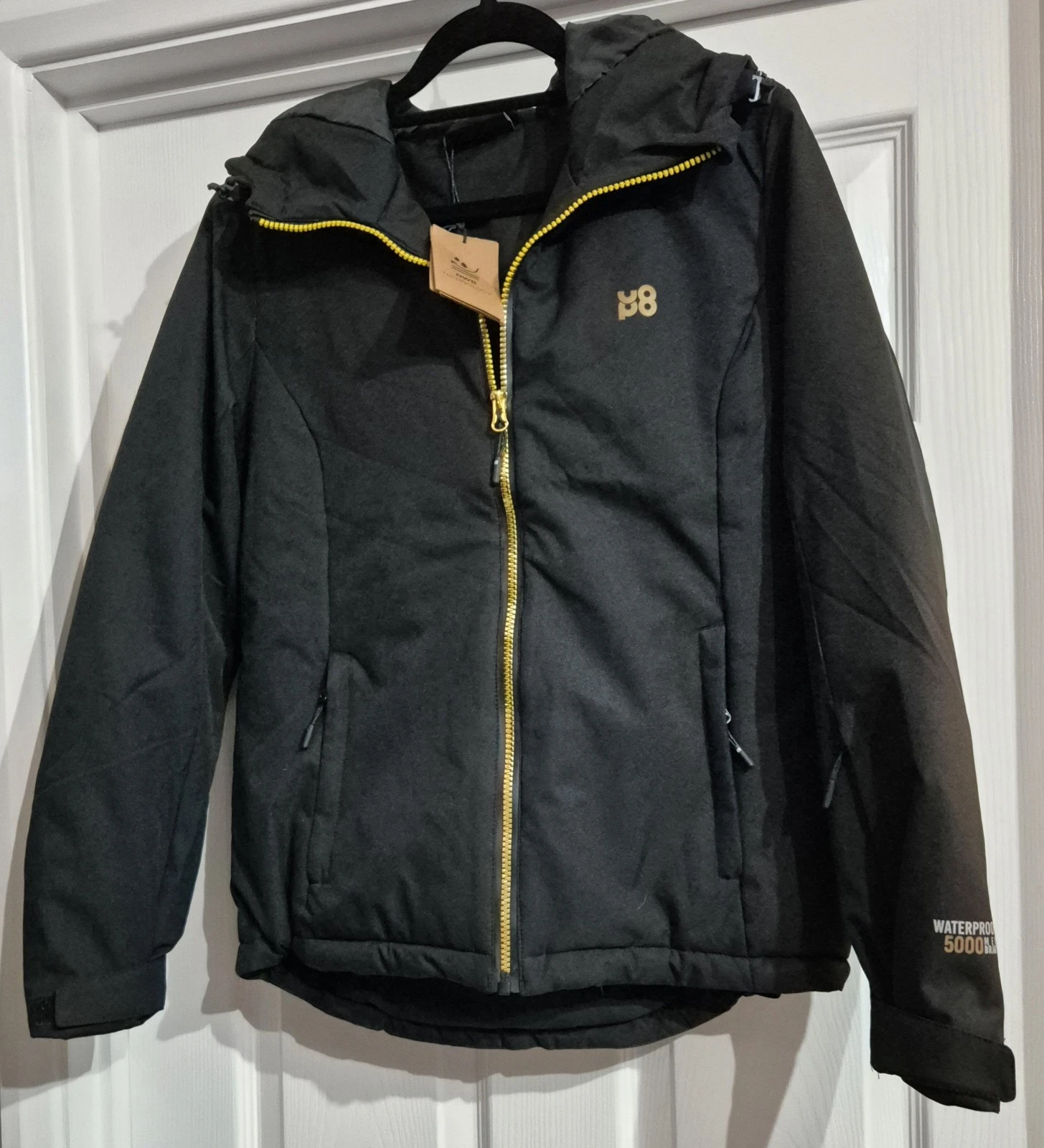 UP8 Alkalise Waterproof 5000 Jacket XS Black Ski Coat BNWT