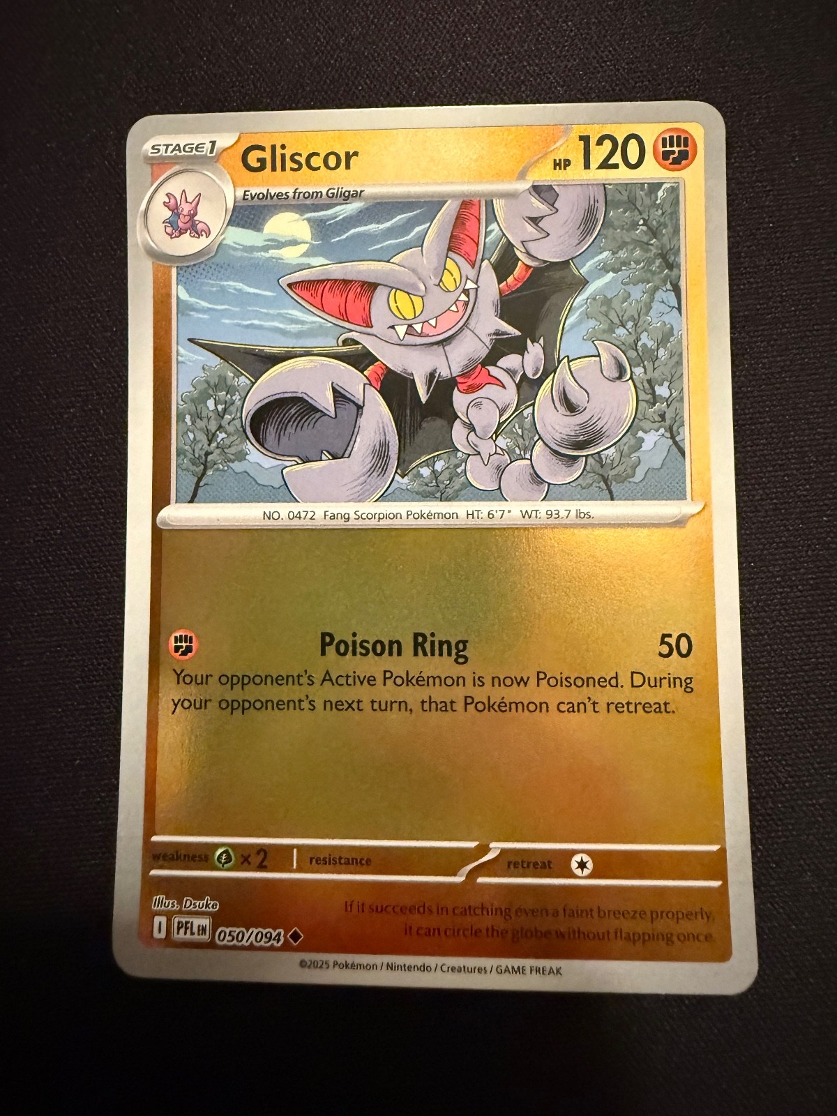Gliscor Reverse Holo ME02: Phantasmal Flames 050/094 NM