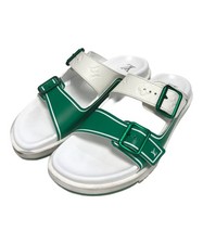 LOUIS VUITTON Trainer Line Mule Leather Sandals/ White x Green/ Size 8