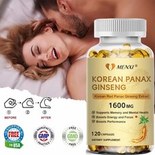 120 Korean Red Panax Ginseng Capsules 1600mg - Extra Strength NON-GMO No Fillers