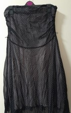 Bay Trading vintage black polka dot strapless dress, fully lined, size 16