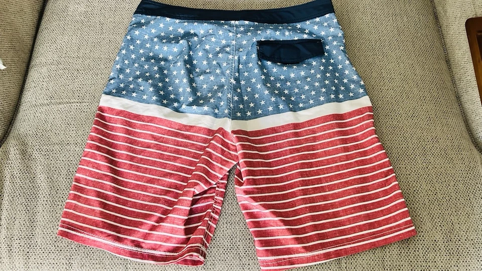 Гибридные мужские шорты Mossimo Rip Curl 34 звезды и полосы стрейч с флагом США - Изображение 2 из 4