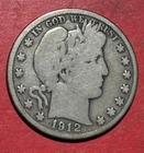 1912D US Barber SILVER Half Dollar "Denver" Mint! Very Good! Old US Coin!