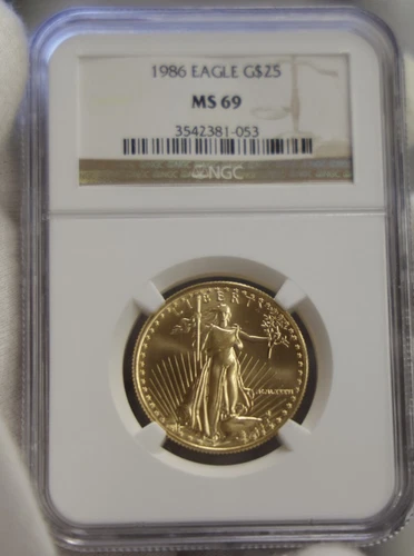 1986 US 1/2 oz $25 Gold Eagle NGC MS69 Key Date/First Year