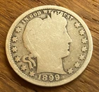 1899 U.S. Barber Quarter Good Condition – 90% Silver – Historic Coin