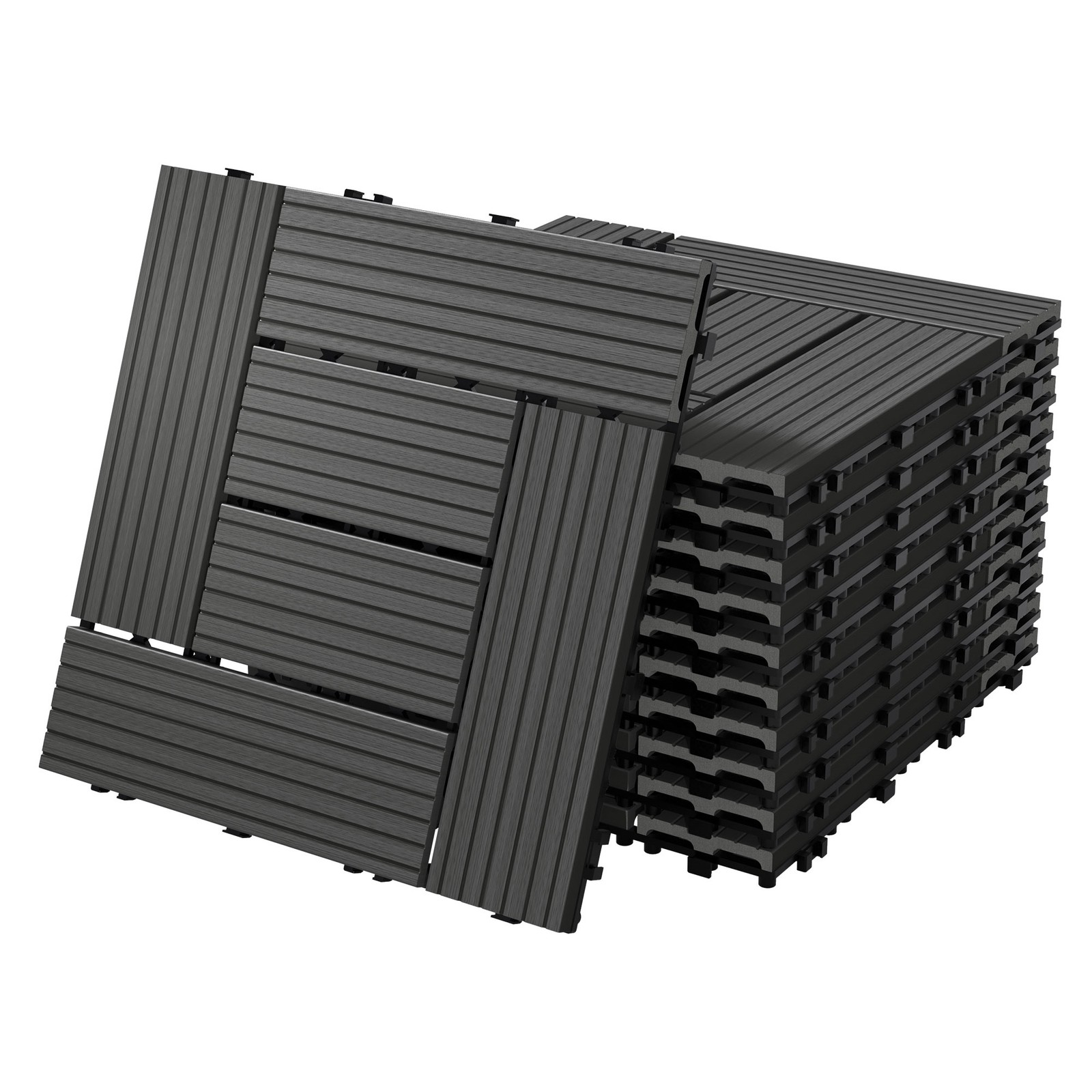 33 Baldosas de WPC 3m² mosaico antracita 30x30cm suelo de terraza/patio exterior