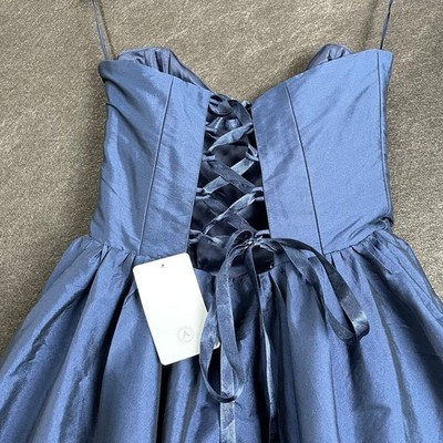 bhldn strapless basque-waist lace-up fit & flare midi dress BHLDN Strapless Basque-Waist Lace-Up Fit &
