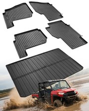 Floor  Bed Mats for Polaris Ranger: 2019-2025 Crew XP 1000, All Weather Rubb...