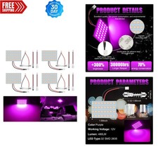 Energy-efficient Purple Led Car Lights - Easy Install With Multiple Adapters