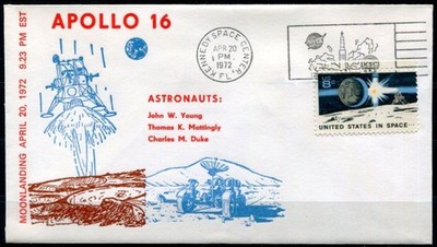 Apollo 16. Mondlandung 20.4.1972. Gedenkbrief. Kennedy Space Center. USA 1972