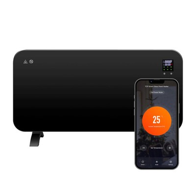 TCP Smart Glasscheibenheizung 2000W schwarz mit App, WLAN, 2 Heizmodi, Sprache
