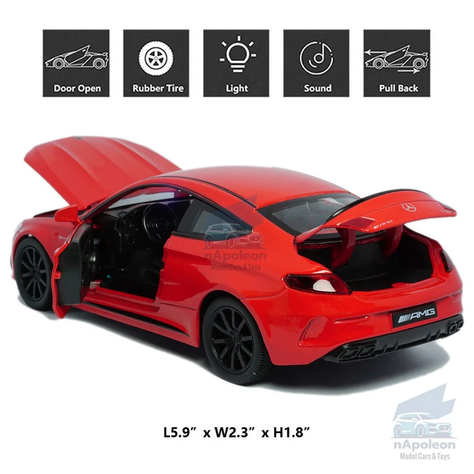 Mercedes C63 S AMG Coupe 1/32 Model Car Diecast Toy Vehicle Collection Gift Kids - Image 2 of 4