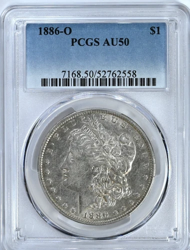 1886 O MORGAN PCGS Graded AU50 Silver Dollar Coin 7168