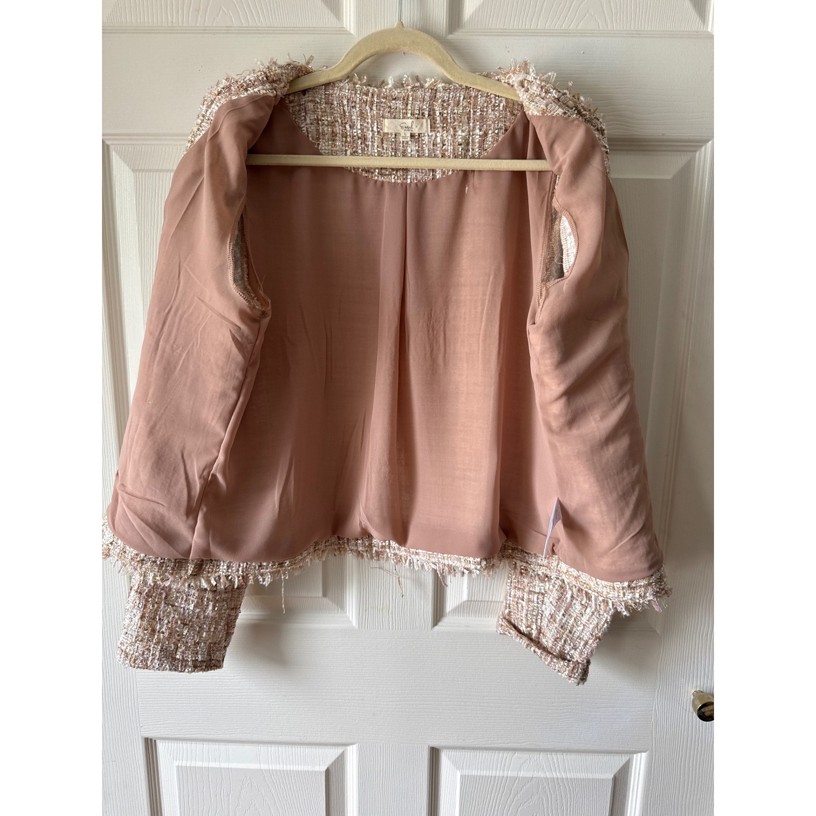Easel Boucle Pearl Sequin Jacket Size Large Preppy Chic Coquette Elle Woods image 5