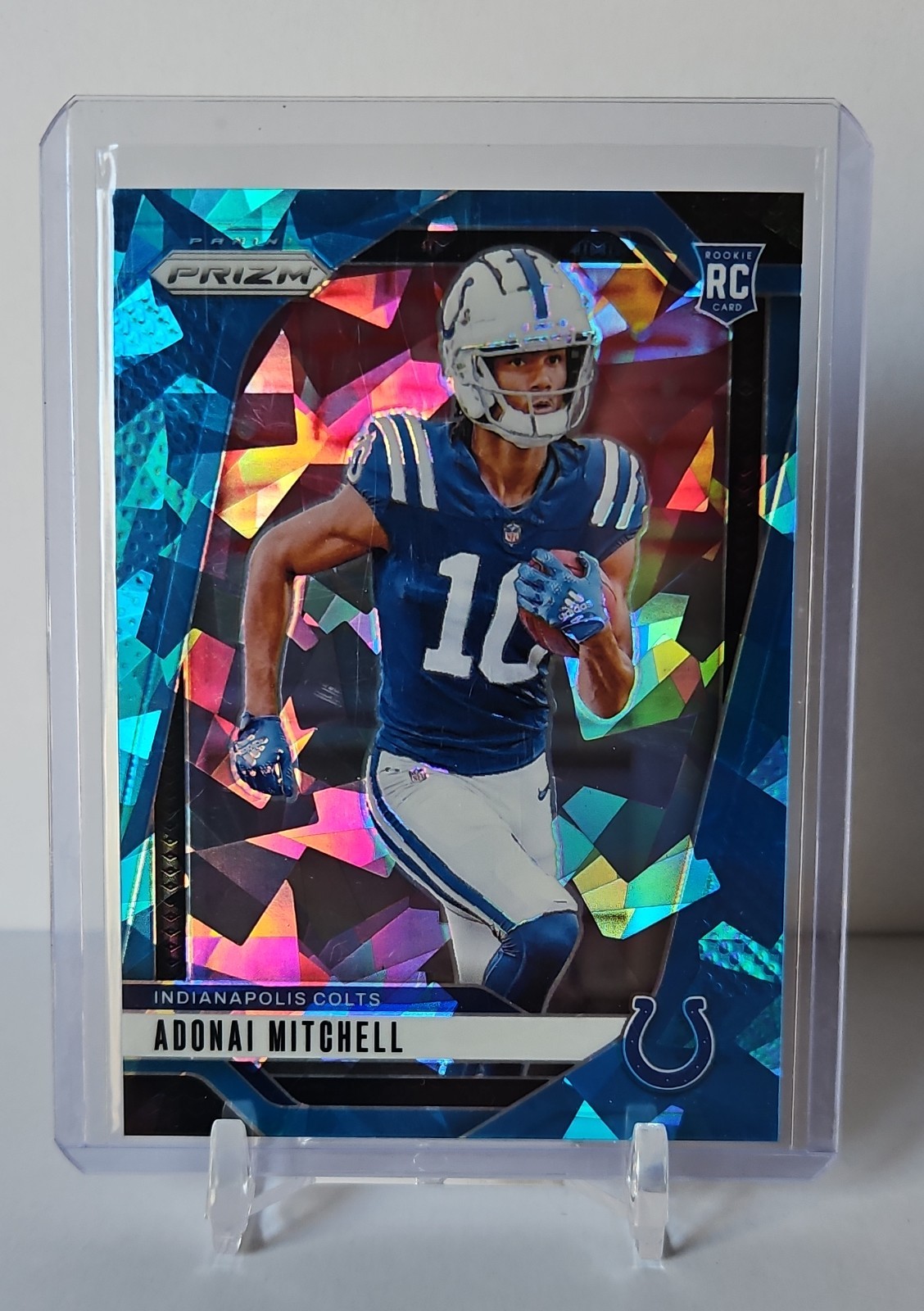 2024 Panini Prizm Adonai Mitchell Rookie #303 Blue Ice Prizm #/99 (RC)