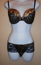 Victoria's Secret Very Sexy Lined Demi Animal Print Bra 32DD + Panty M NWT