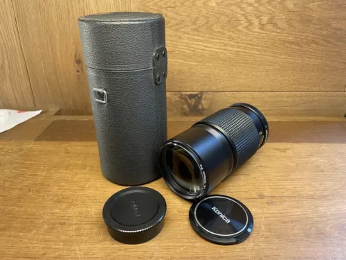 *Mint in Case* Konica Hexanon AR 200mm F/4 Telephoto MF Lens From Japan #R5-3A