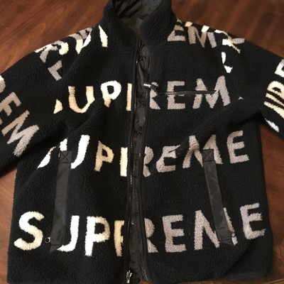 supreme reversible logo fleece jacket orange