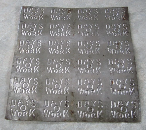 Original Old Vintage 1920's - DAYS O WORK - Tin TOBACCO MOLD - Metal Sign
