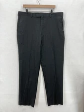 Perry Ellis Portfolio Dress Pants Mens 38x32 Charcoal Gray Striped Tapered Leg