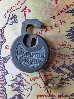 Champion 6 lever vintage lock with key, working