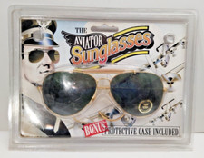 1990's Vintage THE Aviator Sunglasses with Protective Case Ground  Polished Len