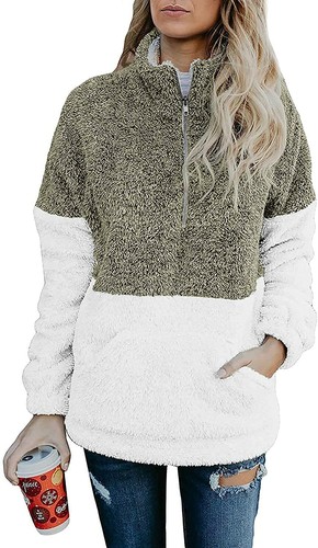 BTFBM Women Sherpa Pullover Quarter Zip 