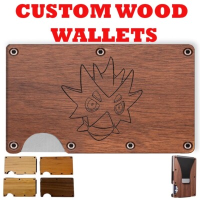 PUPITAR POKE-MON - Slim Minimalist Wallet - Laser Engraved Wood Wallet