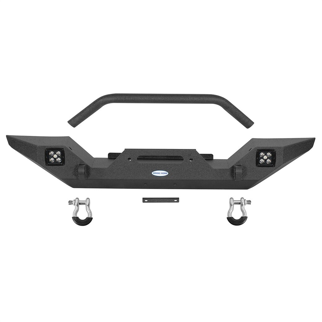 Front Bumper w/ Winch Plate & Led Lights Fit 1976-1986 Jeep CJ-5 CJ-7 Scrambler