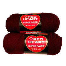 Red Heart Super Saver Claret 0378 No Dye Lot 7 oz Worsted Yarn USA 2 Skeins