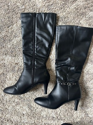 tall dress boots womens CASALANDER Knee High for Women High Block Heel for Women Long Slouchy Boots Women's Mid Calf Boots Square Toe Side Zipper Black Boots Size 10 A padded insole provides added cushion for all SO Julee Women's Tall Dress