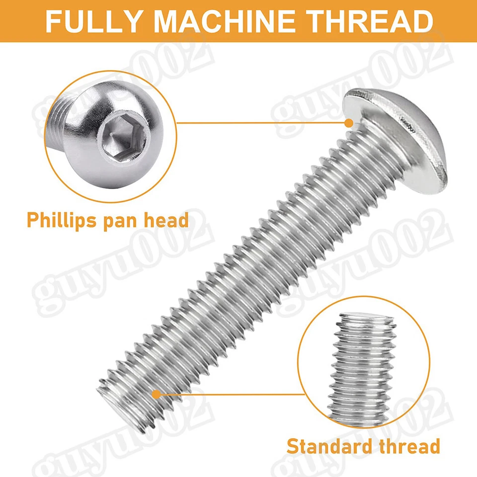 Kit surtido de arandela de tuerca pernos de tornillo hexagonal con cabeza de botón 500 piezas M3 M4 M5 Foto 3 de 4
