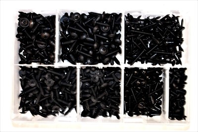 Sortiment Box Menge 700 schwarz Pozi Blechschrauben Flansch Gewindebohrer DIY AT71