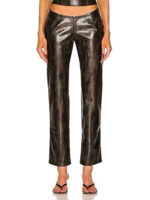 NWT Miaou Green/Black Pyton Print Rex Faux Learher Pants Size Small