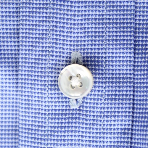 Hamilton Mens French Cuff Dress Shirt 18/34 Blue Nailhead Cotton Long Sleeve - Picture 9 of 10