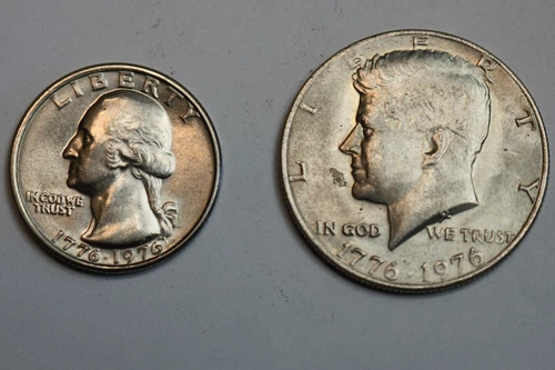 Bicentennial Quarter And Half Dollar     (B)   Ungraded