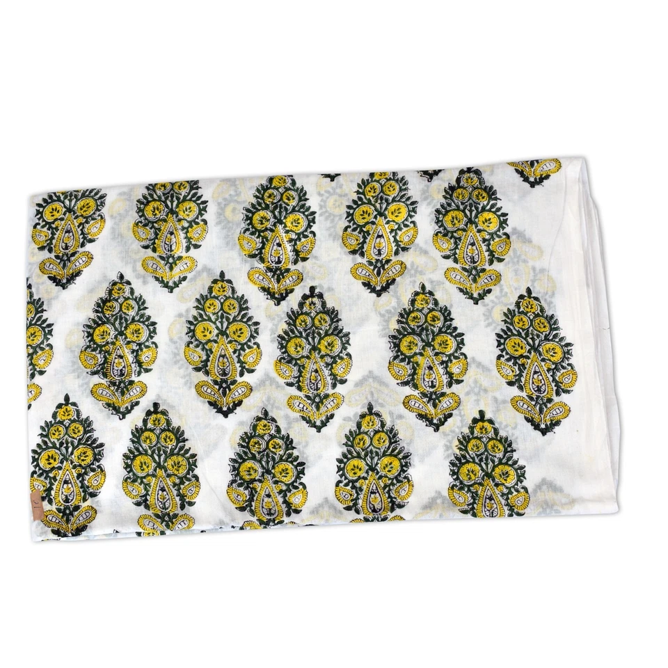 Sanganer Block Print Handmade Indian Floral Printed Cotton Fabric 10 Yard - Image 2 of 4