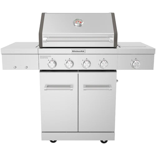 KitchenAid Edelstahl-Gasgrill mit Seitenbrenner (inkl. Abdeckhaube) | Standgrill - Bild 1 von 12