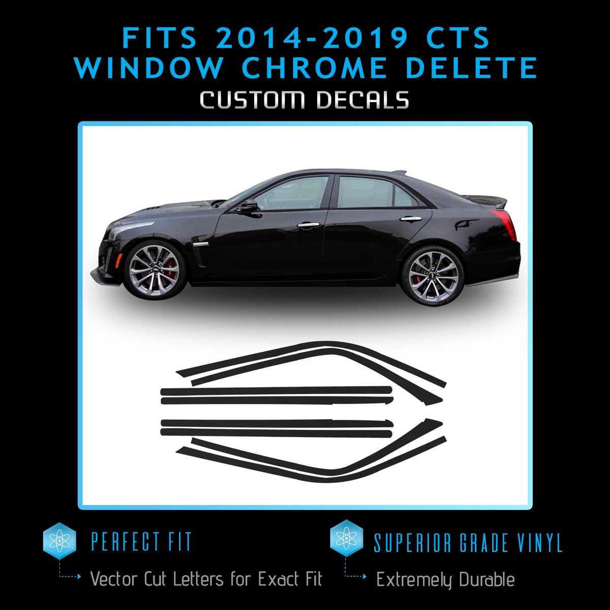 For 2014-2019 Cadillac CTS Fog Trim Cover Overlay Chrome Delete - Foto 9