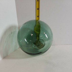 4.5"  Round Green Hand Blown Glass antique Japanese Fishing Float