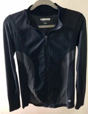 Forever 21 Women's Activewear Full-Zip Track Jacket Black Gray Large Workout