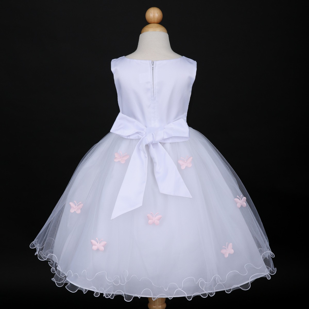 White/Pink Princess Party Dance Wedding Flower Girl Dress 6M 12M 18M  10