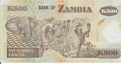 Zambia 500 Kwacha P 43h 2011 UNC Polymer - Picture 2 of 2