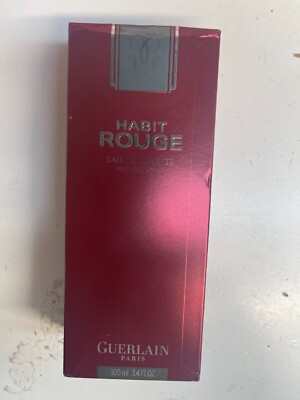 Habit Rouge Men's Cologne by Guerlain 3.3oz/100ml Eau De Toilet  no cellophane