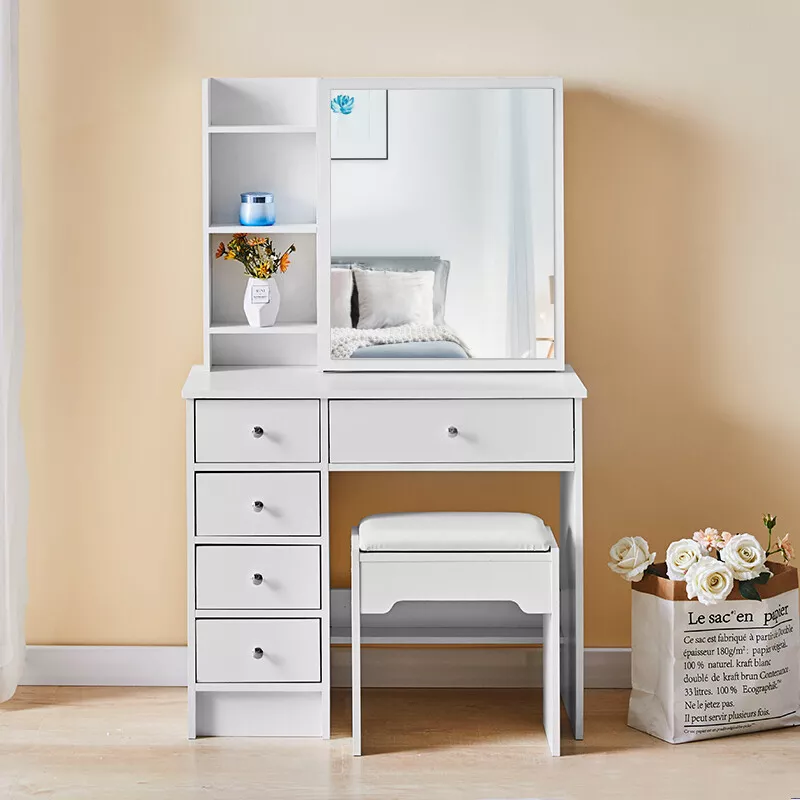 White desk with open shelves deals