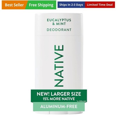 Aluminum Free Deodorant, Eucalyptus & Mint, Large Size Stick, 72 Hour Odor Co...